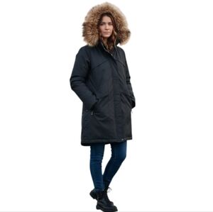 Martha Stewart Mid-Length Parka Removable Faux Fur Women's Medium NWT